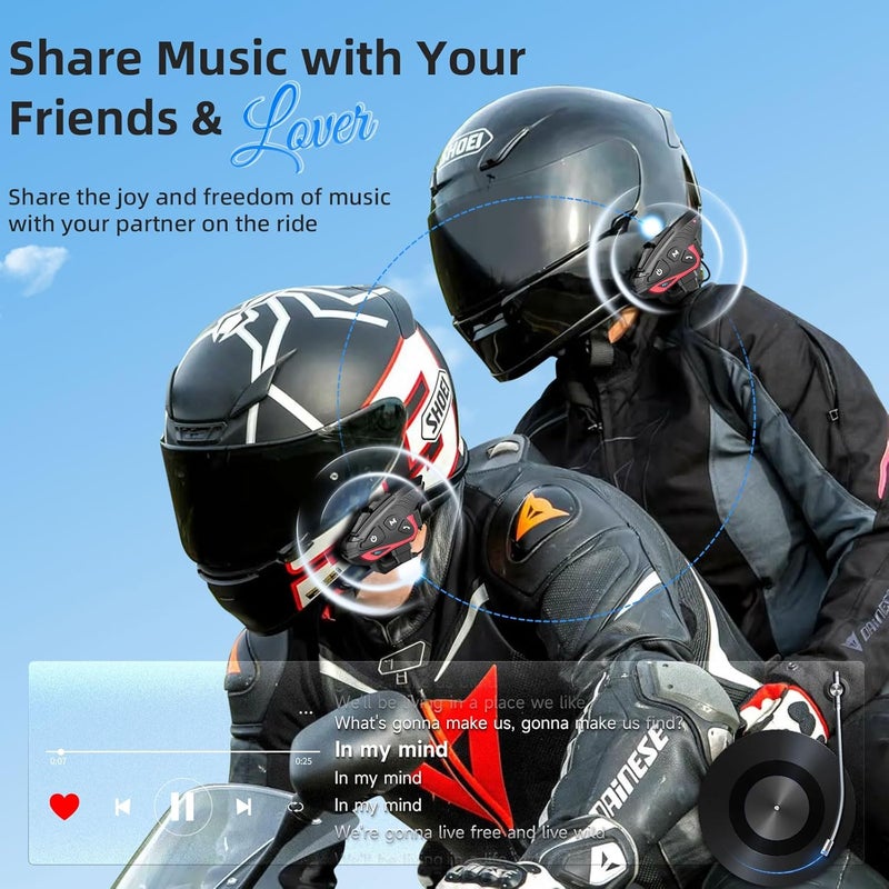 MOMAN Motorcycle Intercom Headset, CP-S 8 Riders 2000M Group Helmet Communication System, Universal Pairing with HiFi Noise Cancellation Music Share FM Radio Helmet Group Communicator for Motorbike - Image 5